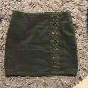 Green suede skirt